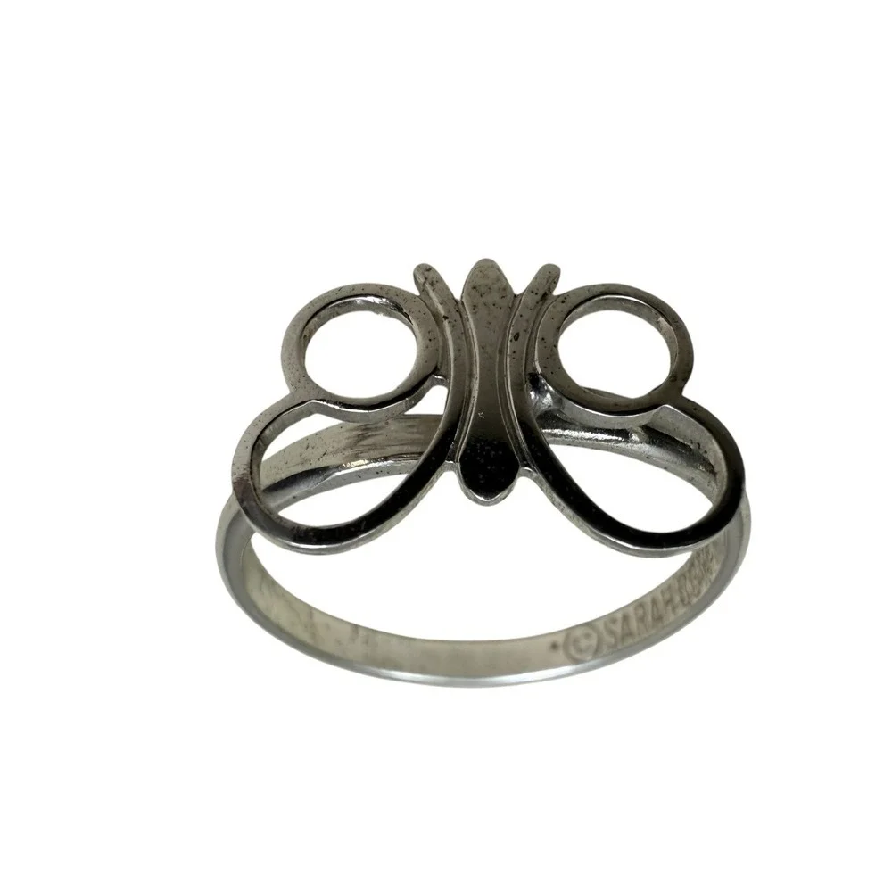 VTG c1973 Sarah Coventry Butterfly Ring Silver Tone Adjustable Statement Jewelry